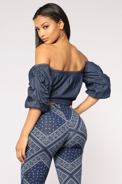 Blue Moon Off Shoulder Top - Denim 2