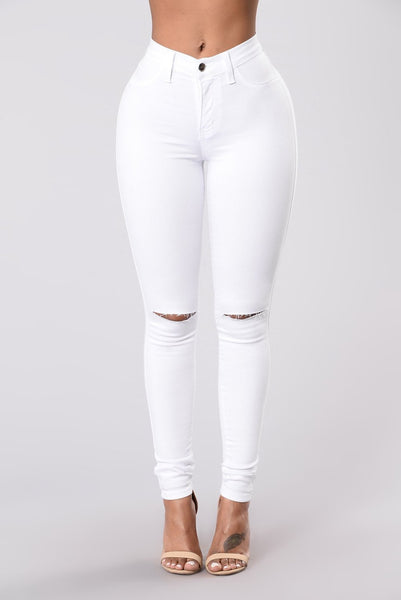 Super High Waist Denim Skinnies - Medium Blue 2