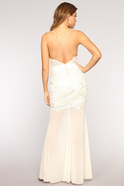 Wine And Dine Lace Dress - Cream 2