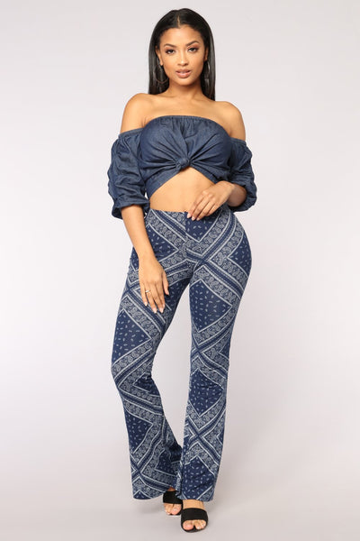Blue Moon Off Shoulder Top - Denim 2