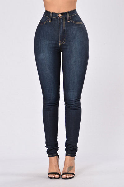 Copy of Classic High Waist Skinny Jeans - Dark