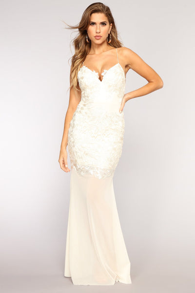 Wine And Dine Lace Dress - Cream 2