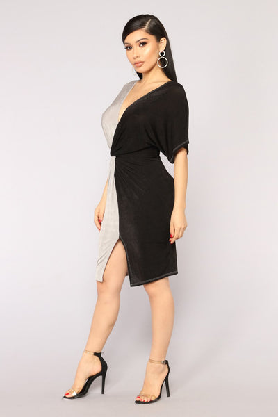 Glass Half Full Dress - Black/Grey 2