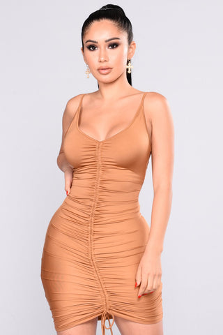 Copy of Copy of Shanghai Ruched Dress - Brown